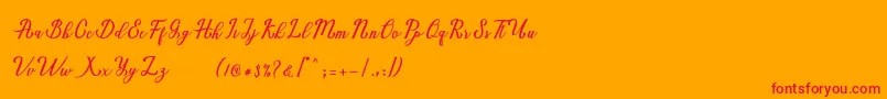 Marria Script Font – Red Fonts on Orange Background