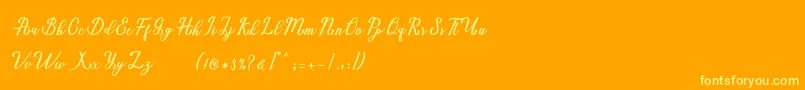 Marria Script Font – Yellow Fonts on Orange Background