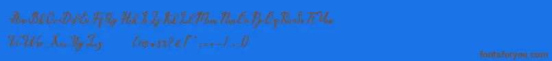 Marria Script Font – Brown Fonts on Blue Background