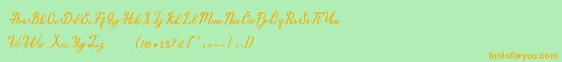 Marria Script Font – Orange Fonts on Green Background