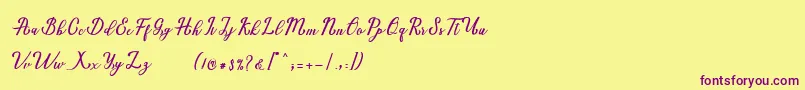 Marria Script Font – Purple Fonts on Yellow Background