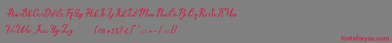 フォントMarria Script – 赤い文字の灰色の背景