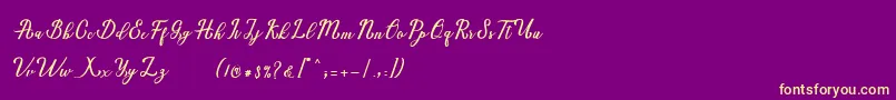 Marria Script Font – Yellow Fonts on Purple Background