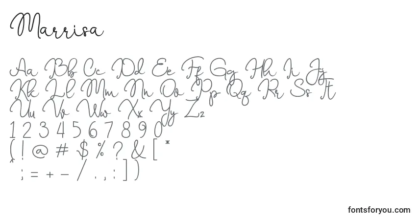 Schriftart Marrisa   – Alphabet, Zahlen, spezielle Symbole