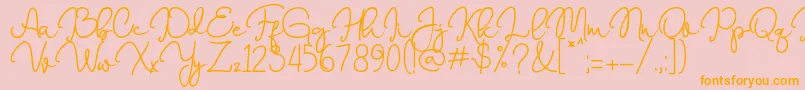 Marrisa  -Schriftart – Orangefarbene Schriften auf rosa Hintergrund