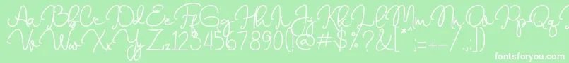 Marrisa  -fontti – valkoiset fontit vihreällä taustalla