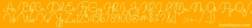 Marrisa  -Schriftart – Gelbe Schriften auf orangefarbenem Hintergrund