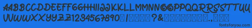 MarrocinFunnies Font – Black Fonts on Blue Background