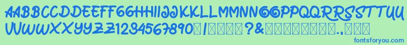 MarrocinFunnies Font – Blue Fonts on Green Background