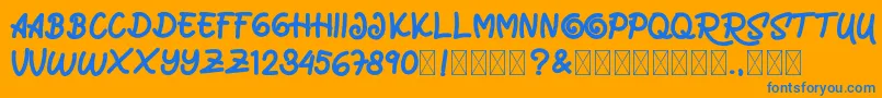 MarrocinFunnies Font – Blue Fonts on Orange Background