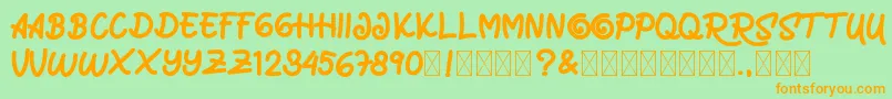 MarrocinFunnies Font – Orange Fonts on Green Background
