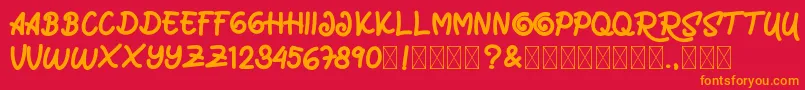 MarrocinFunnies Font – Orange Fonts on Red Background