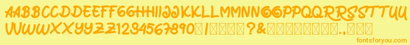 MarrocinFunnies Font – Orange Fonts on Yellow Background