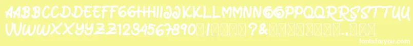 Fonte MarrocinFunnies – fontes brancas em um fundo amarelo