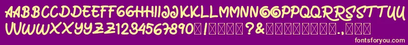 MarrocinFunnies Font – Yellow Fonts on Purple Background