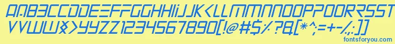 Mars Mission Italic Font – Blue Fonts on Yellow Background