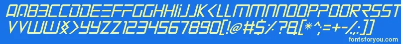 Mars Mission Italic Font – Yellow Fonts on Blue Background