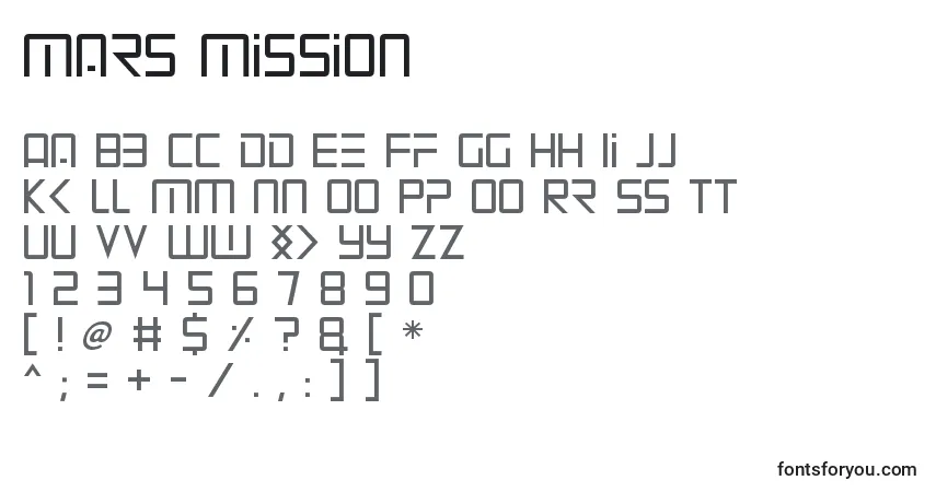 A fonte Mars Mission – alfabeto, números, caracteres especiais