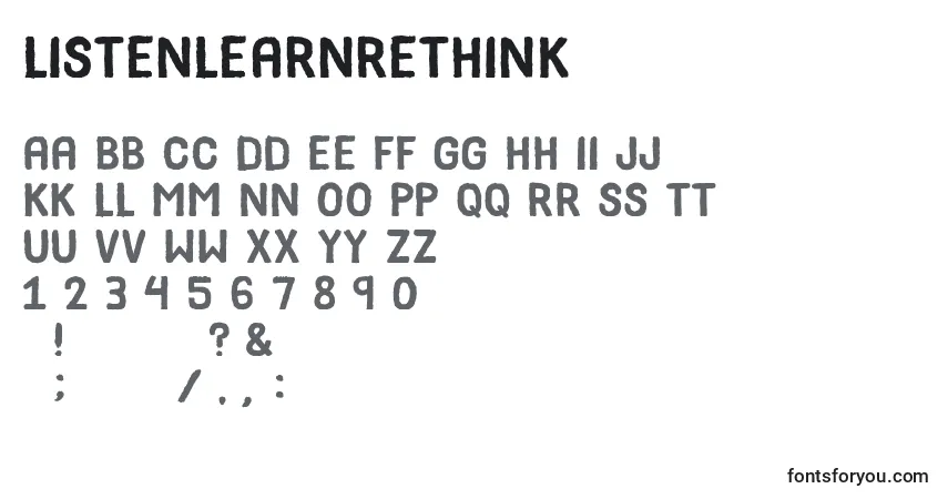Czcionka ListenLearnRethink – alfabet, cyfry, specjalne znaki