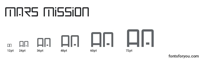 Größen der Schriftart Mars Mission (133650)