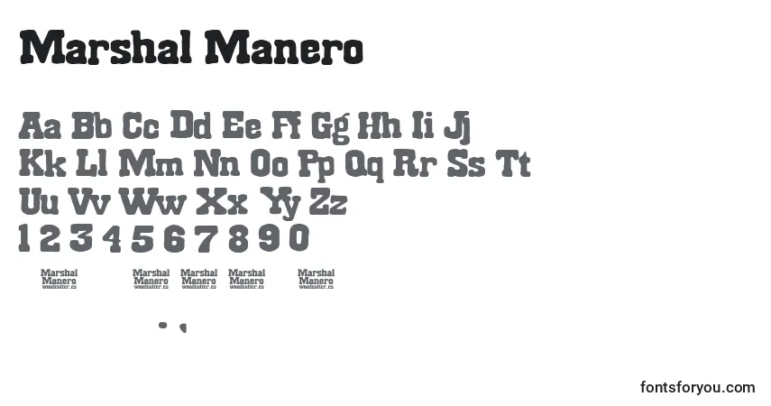 A fonte Marshal Manero – alfabeto, números, caracteres especiais