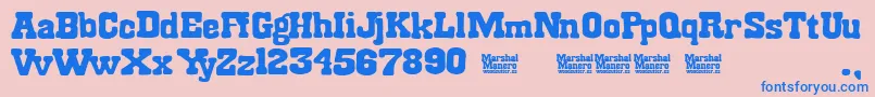 Marshal Manero Font – Blue Fonts on Pink Background