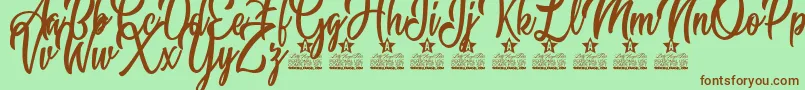 Marshmallow Personal Use Font – Brown Fonts on Green Background