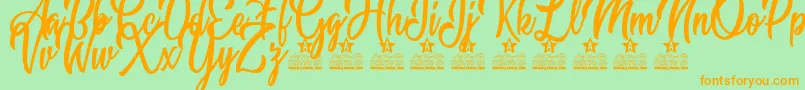 Marshmallow Personal Use Font – Orange Fonts on Green Background