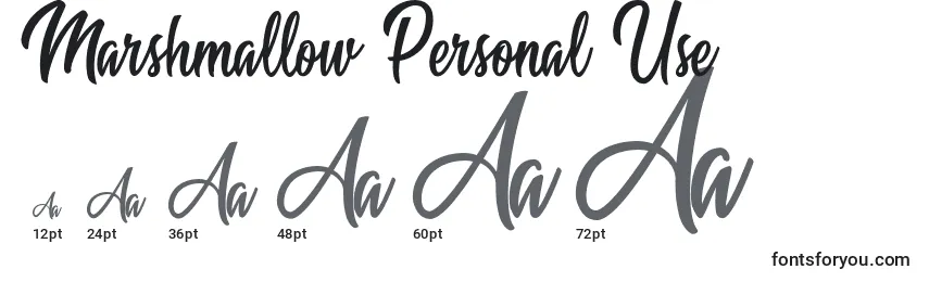Marshmallow Personal Use Font Sizes