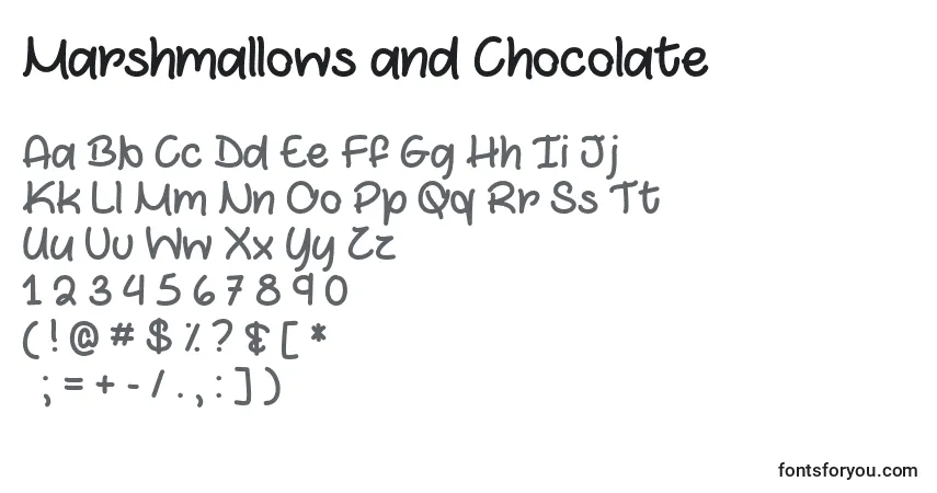 Шрифт Marshmallows and Chocolate   – алфавит, цифры, специальные символы