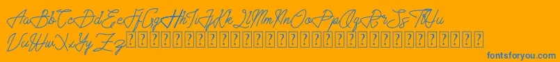 Marsseille Demo-Schriftart – Blaue Schriften auf orangefarbenem Hintergrund