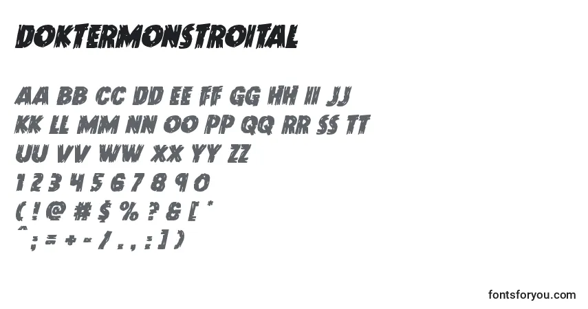 Czcionka Doktermonstroital – alfabet, cyfry, specjalne znaki