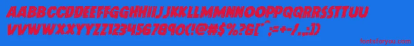 Doktermonstroital Font – Red Fonts on Blue Background