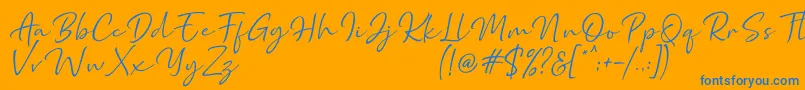 Marthin-Schriftart – Blaue Schriften auf orangefarbenem Hintergrund