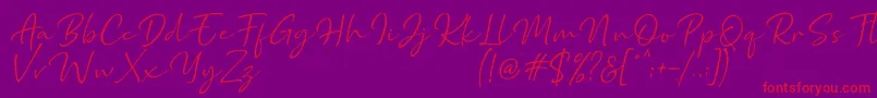 フォントMarthin – 紫の背景に赤い文字