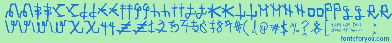 フォントMartian Font – 青い文字は緑の背景です。