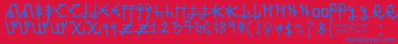 フォントMartian Font – 赤い背景に青い文字