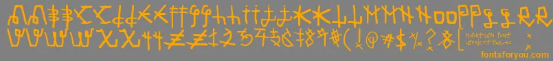 フォントMartian Font – オレンジの文字は灰色の背景にあります。