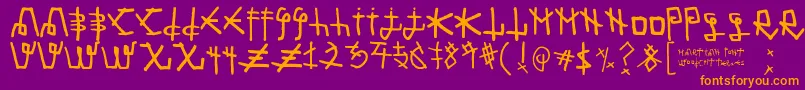 フォントMartian Font – 紫色の背景にオレンジのフォント