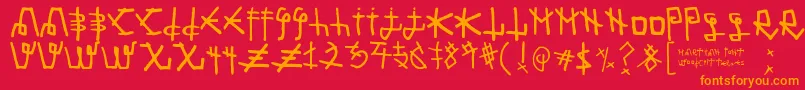 フォントMartian Font – 赤い背景にオレンジの文字