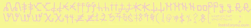 フォントMartian Font – ピンクのフォント、黄色の背景