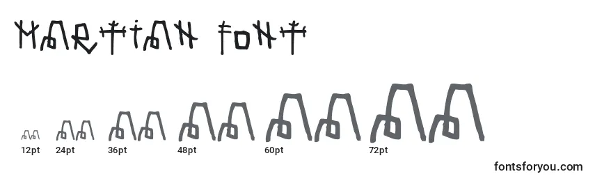 Размеры шрифта Martian Font