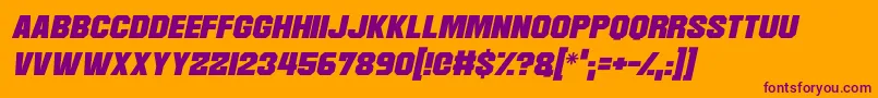 Martian Robotics Italic-Schriftart – Violette Schriften auf orangefarbenem Hintergrund