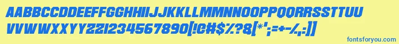 Martian Robotics Italic Font – Blue Fonts on Yellow Background