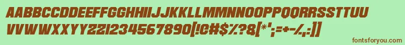 フォントMartian Robotics Italic – 緑の背景に茶色のフォント