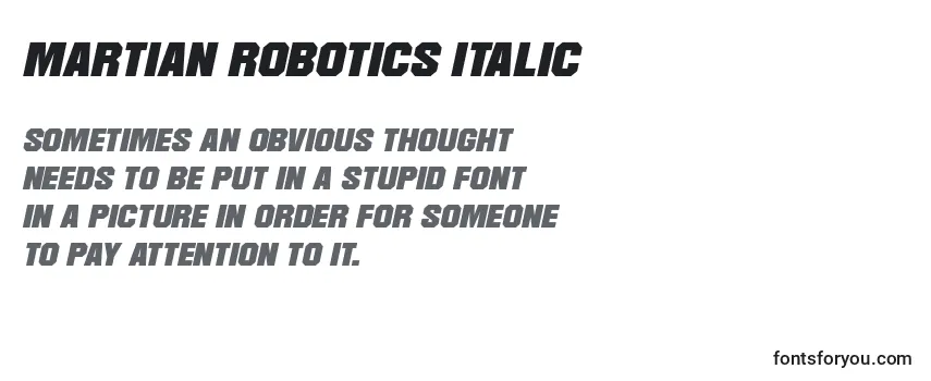 Revisão da fonte Martian Robotics Italic (133663)