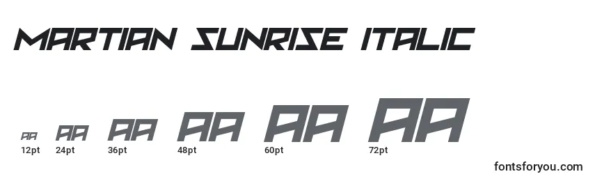 Размеры шрифта Martian Sunrise Italic