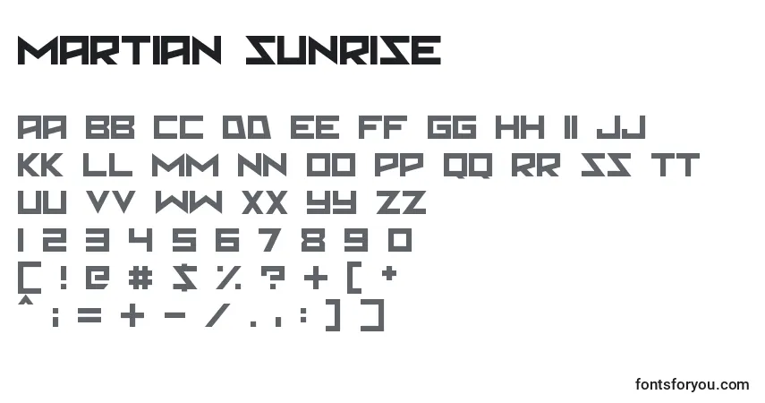A fonte Martian Sunrise – alfabeto, números, caracteres especiais
