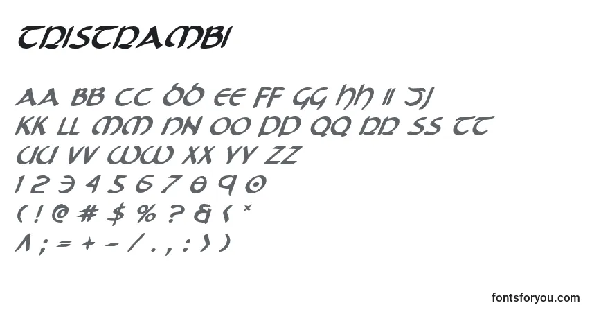 A fonte Tristrambi – alfabeto, números, caracteres especiais