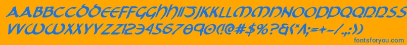 フォントTristrambi – オレンジの背景に青い文字